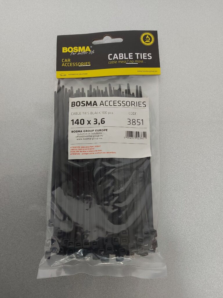 Bosma Tyrap - strangling strip - cable tie - 3.6x140mm black per bag, content 100 pieces