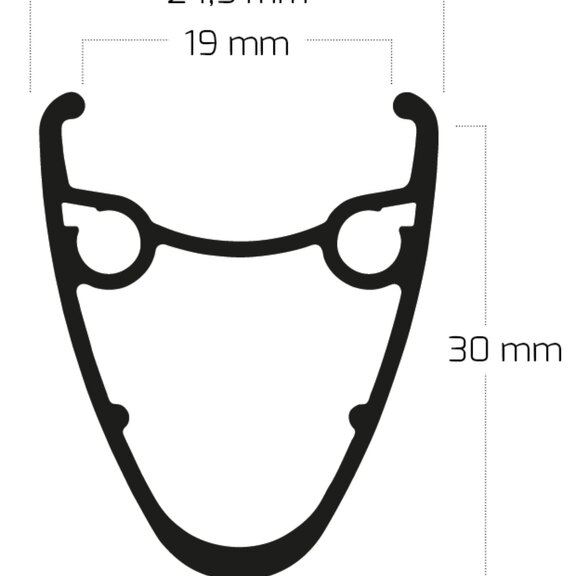 Velg / 622X19C / 36GTS / Dubbelwandig / Ongebust / Rigida - Ryde / Dutch 19 / Zwart 