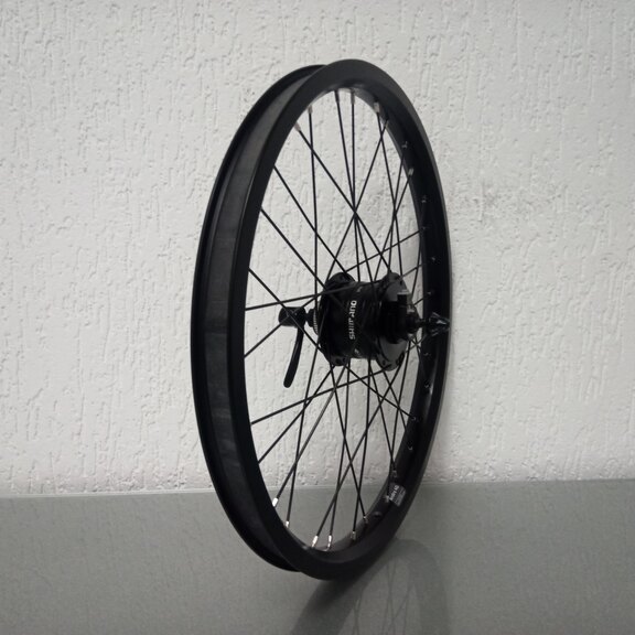 Vorderrad / 406X25C / Rigida - Ryde / Andra 40 / Schwarz / Shimano / DH-3D37-QR 6V-3W Dynamo / 100 MM / Disc (Centerlock) / Cargo 