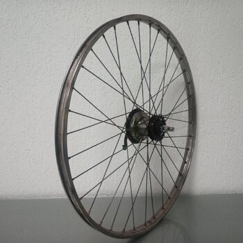 OCCASION Roue arrière / 622X22C / Import / Acier inoxydable ST32 / Argent / Sturmey Archer / AB3 / 3S / 127 MM / Frein à tambour 70 MM / City